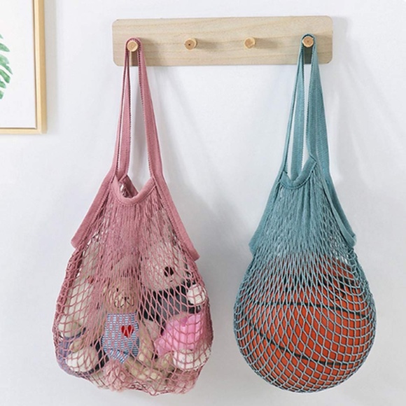 boutique Handbags - French Cotton Market Net Tote Bag/Dusty Rose/Short